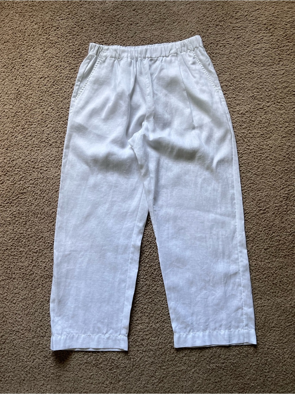 Hinson Wu Bianca White Luxe Linen Wide Leg Pull On Pants Size M Medium